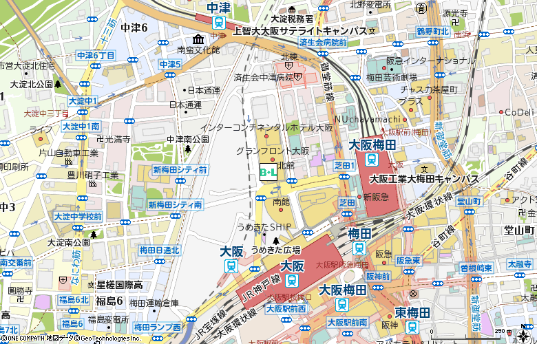 アイシティグランフロント大阪店付近の地図